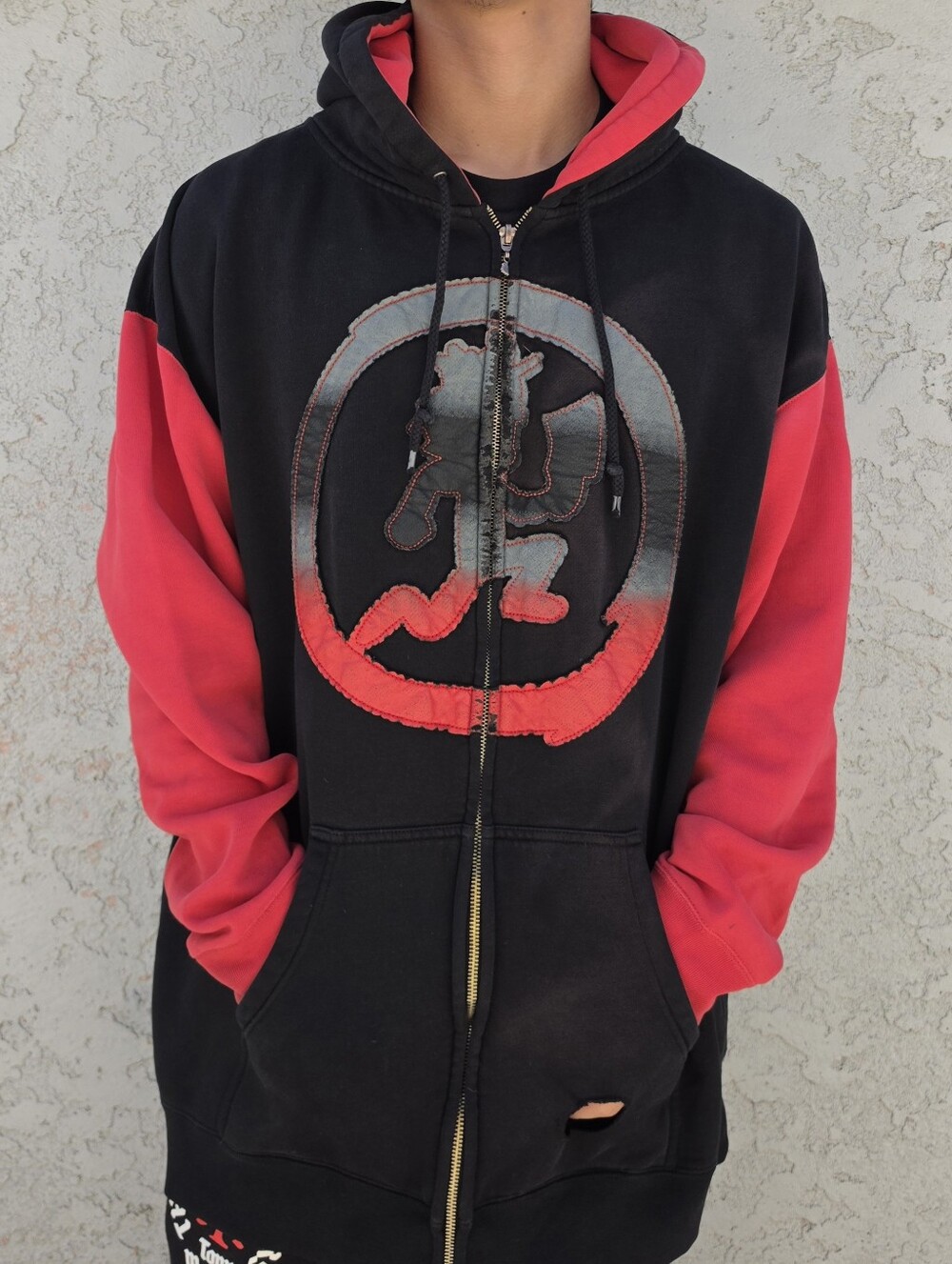 Vintage ICP Insane Clown Posse Split Sleeve Zip Hoodie Big Back Hatchetman XXL